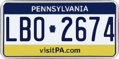 PA license plate LBO2674