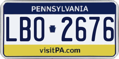PA license plate LBO2676