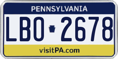 PA license plate LBO2678