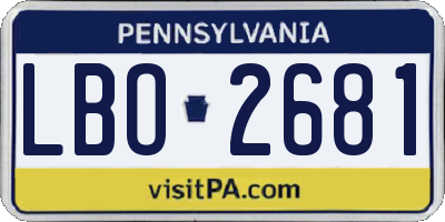PA license plate LBO2681
