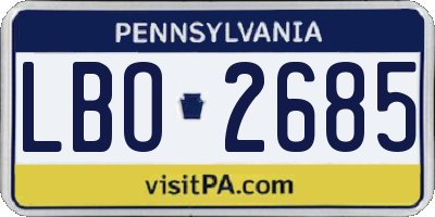 PA license plate LBO2685