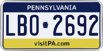 PA license plate LBO2692