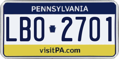 PA license plate LBO2701