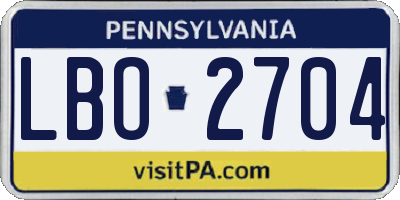 PA license plate LBO2704