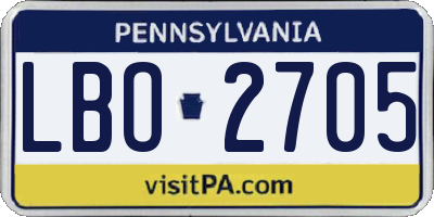 PA license plate LBO2705