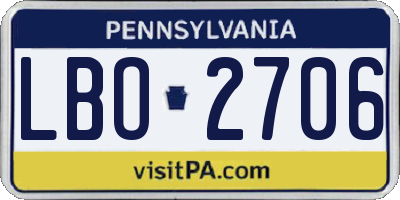 PA license plate LBO2706