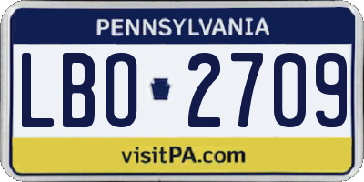 PA license plate LBO2709