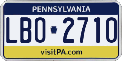 PA license plate LBO2710
