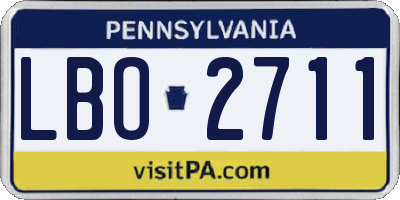 PA license plate LBO2711