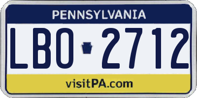 PA license plate LBO2712