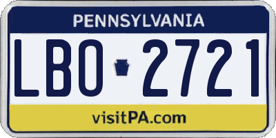 PA license plate LBO2721