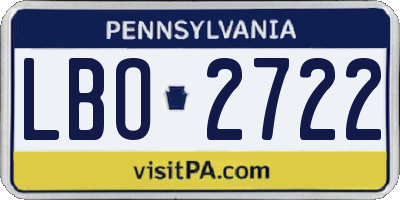 PA license plate LBO2722