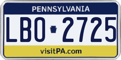 PA license plate LBO2725
