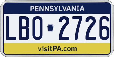 PA license plate LBO2726