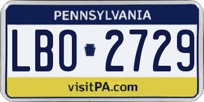 PA license plate LBO2729