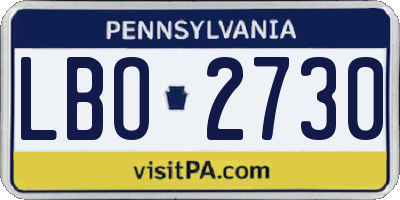 PA license plate LBO2730