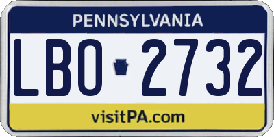 PA license plate LBO2732