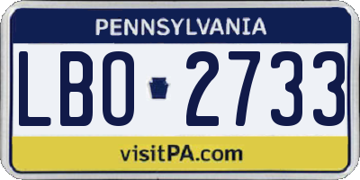 PA license plate LBO2733