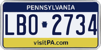 PA license plate LBO2734