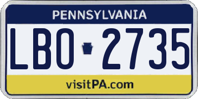 PA license plate LBO2735