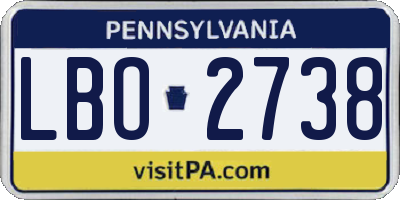 PA license plate LBO2738