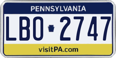 PA license plate LBO2747
