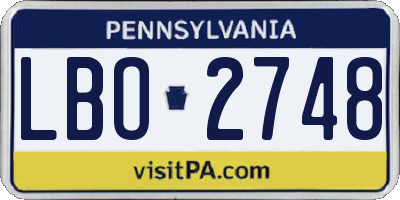 PA license plate LBO2748