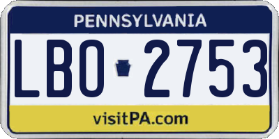 PA license plate LBO2753