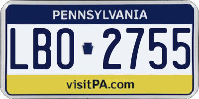 PA license plate LBO2755