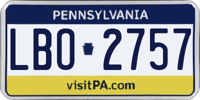 PA license plate LBO2757