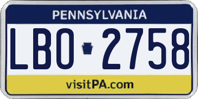 PA license plate LBO2758