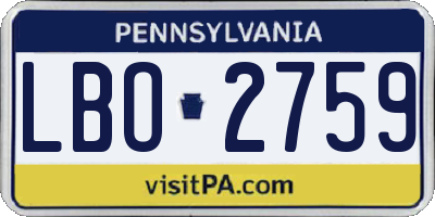 PA license plate LBO2759