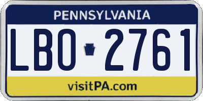 PA license plate LBO2761