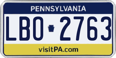 PA license plate LBO2763