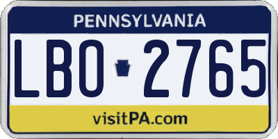 PA license plate LBO2765