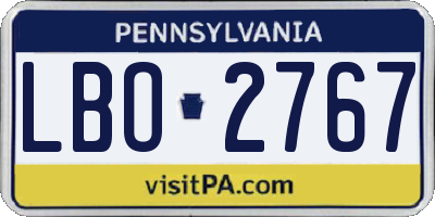 PA license plate LBO2767