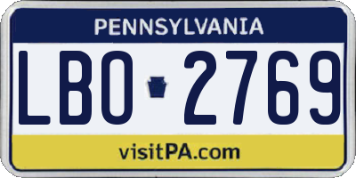 PA license plate LBO2769