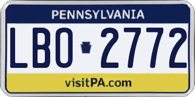 PA license plate LBO2772