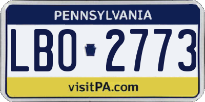 PA license plate LBO2773