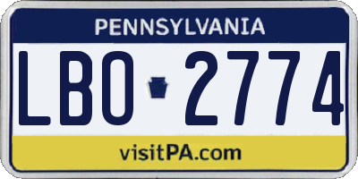 PA license plate LBO2774