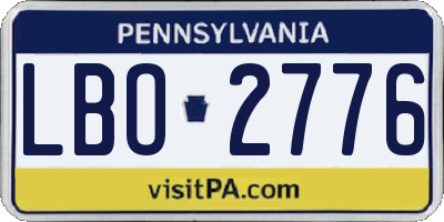 PA license plate LBO2776
