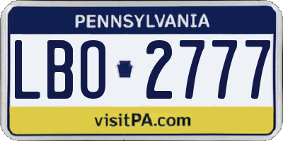 PA license plate LBO2777