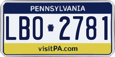 PA license plate LBO2781