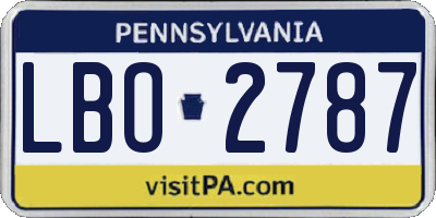 PA license plate LBO2787