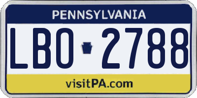 PA license plate LBO2788