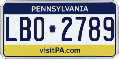 PA license plate LBO2789