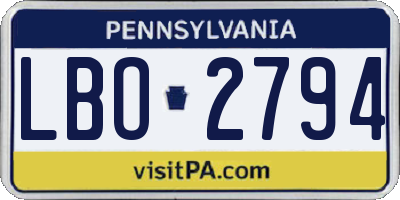 PA license plate LBO2794