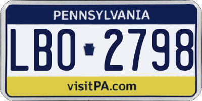 PA license plate LBO2798