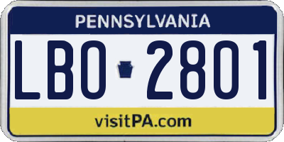 PA license plate LBO2801