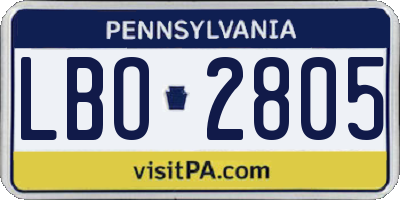 PA license plate LBO2805